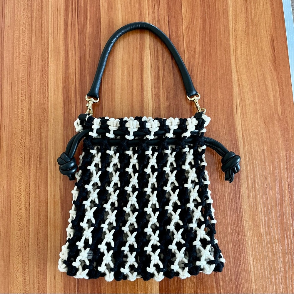 Clare V. Top Handle Sandy Bag Black/Natural